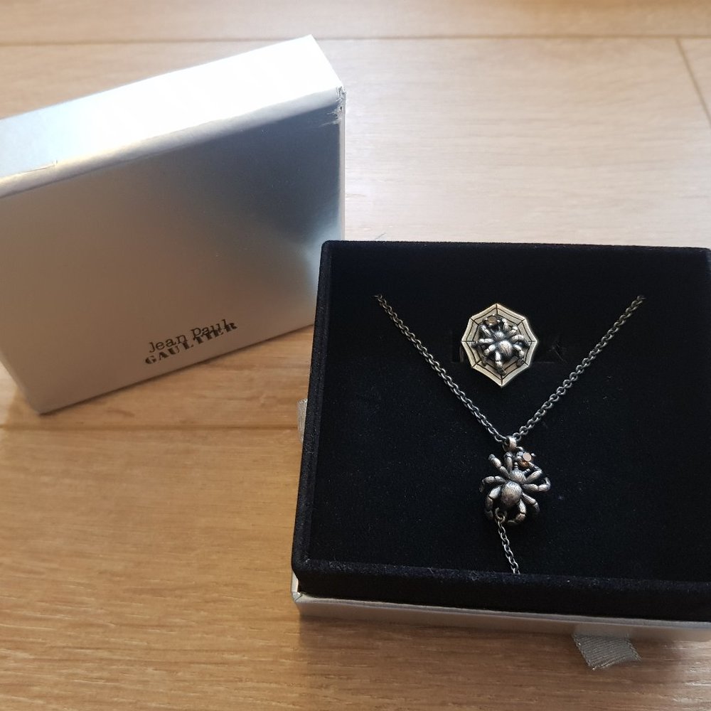 Vintage Jean Paul Gaultier Spider ring (size 4) and necklace set